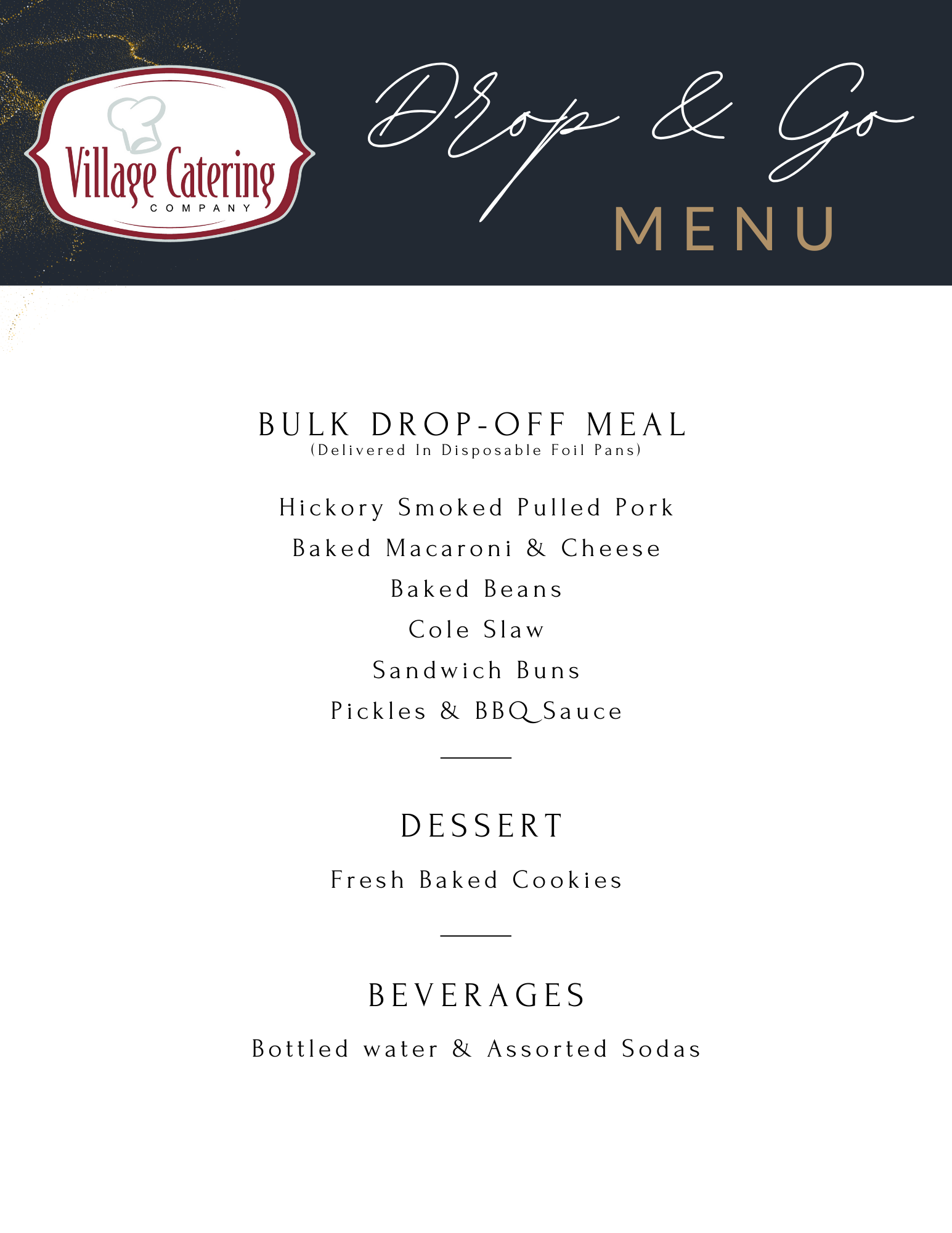 Drop Off Menu Drop & Go – Village Catering Company